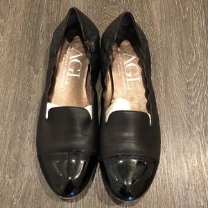 AGL Black Cap Toe Leather Loafers — Size 41.5